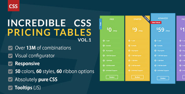 540 Incredible Css Pricing Tables Vol1